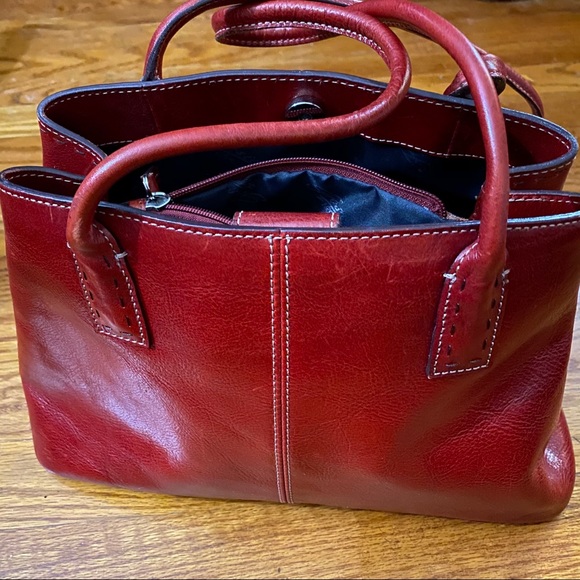 Fossil Leather Tote Handbag Red Medium - Picture 2 of 10